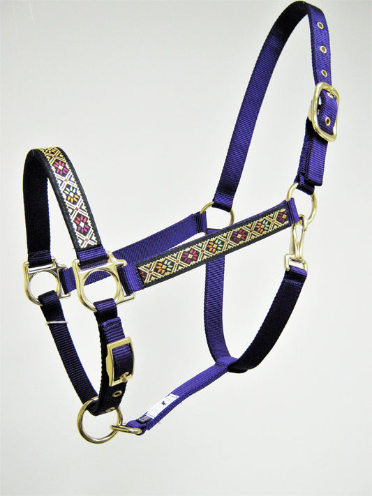 Gold Foil Floral Ribbon Horse Halter