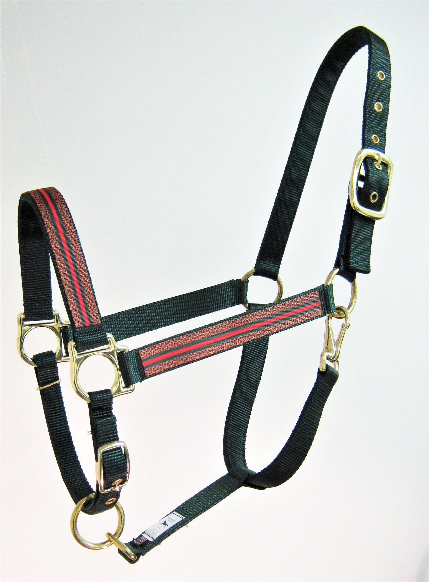 Leopard Red Green Stripe Horse Halter