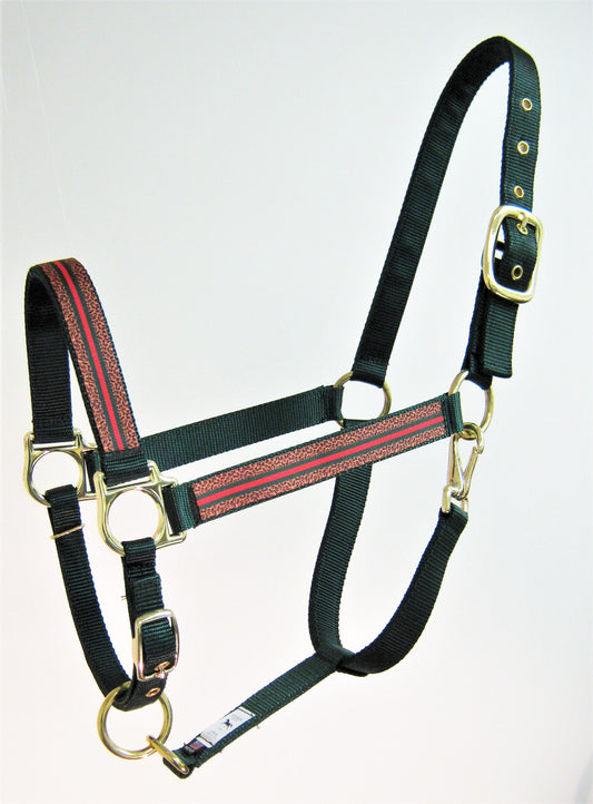 Leopard Red Green Stripe Horse Halter