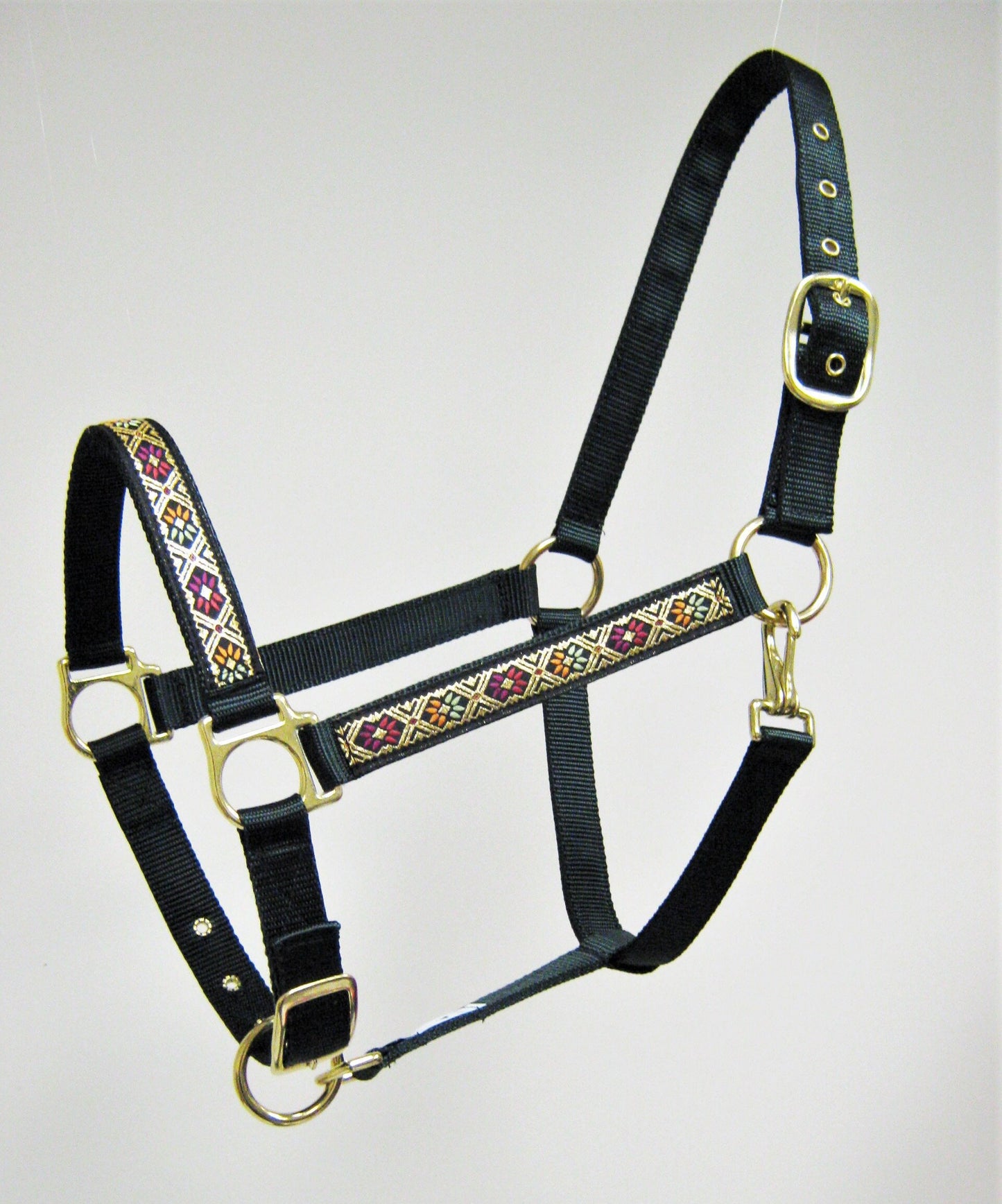Gold Foil Floral Ribbon Horse Halter
